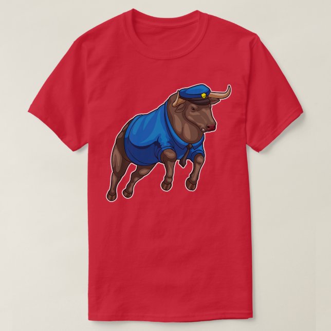 Polishatt vid Bull Police Cop T Shirt (Design framsida)