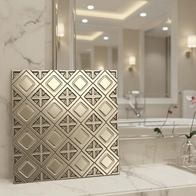 Polished Pewter Metallic Geometric #13 ID1227 Kakelplatta (Skapare uppladdad)