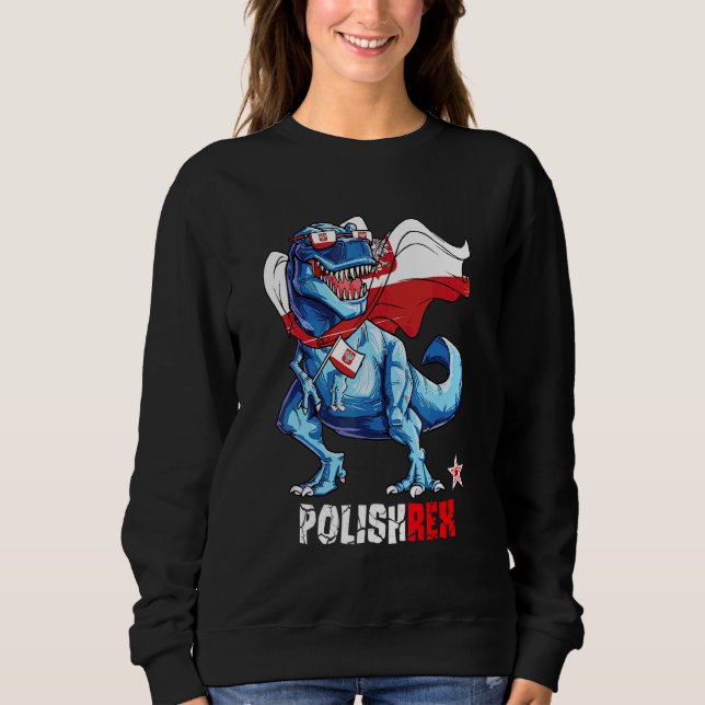 Polishrex Stolta Polska Flaggor Kul Dinosaurie Sau T Shirt (Framsida)