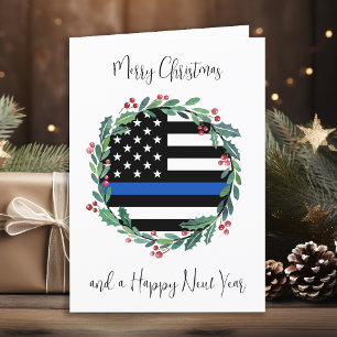 Polisinne, blå Flagga, julkrans Helgkort