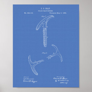 Poliskedja Nippers 1884 Patent Art - Blueprint Poster