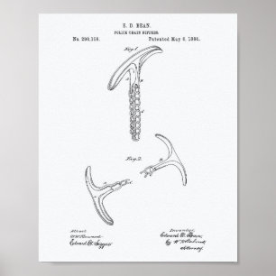Poliskedja Nippers 1884 Patent Art - vit Papper Poster