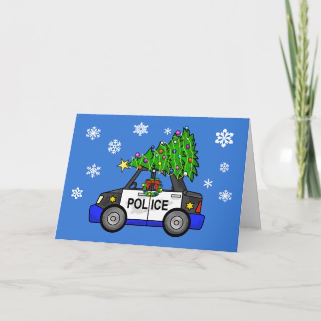 Poliskort med hälsningskort Julgran Kort (Framsida)