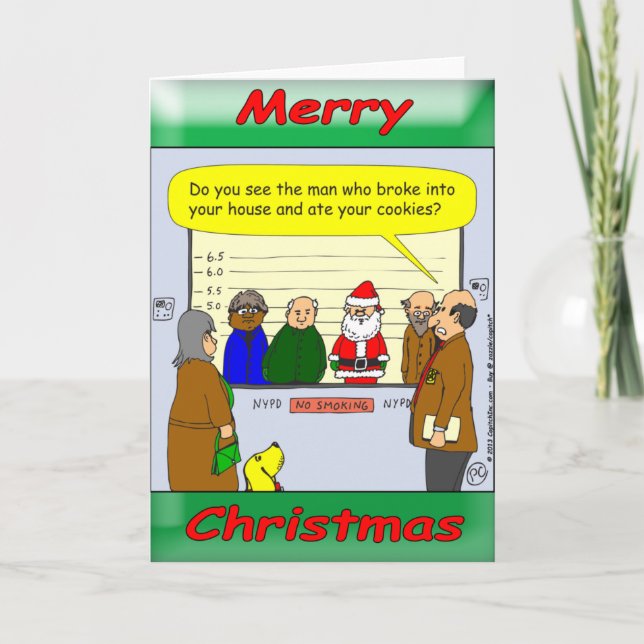 Polisline up. Äter Santa mjölk och kakor? Helgkort (Framsida)