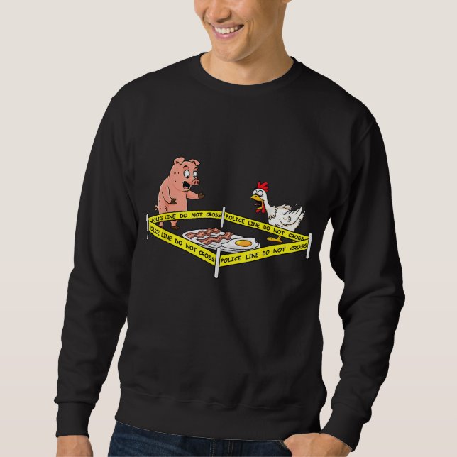Polislinjen Kor Gris och Chicken Funny Foo Lång Ärmad Tröja (Framsida)