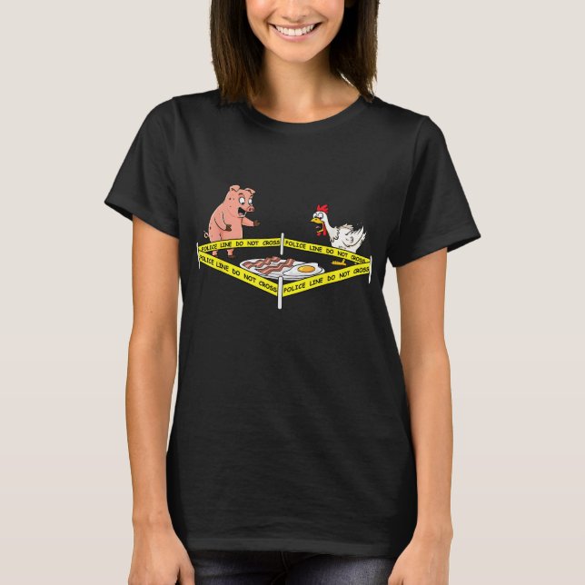 Polislinjen Kor Gris och Chicken Funny Foo T Shirt (Framsida)