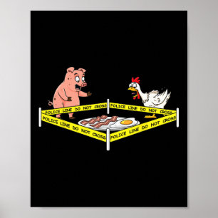 Polislinjen Kor Gris och Chicken Roligt mat Poster