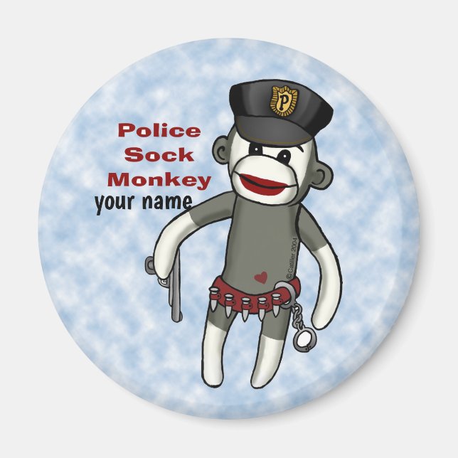 Polismagnet sock monkey magnet (Framsidan)