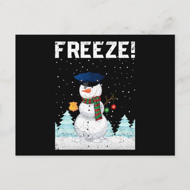 Polisman Snömannen Polis Navidad Polisman Jul Vykort (Framsida)