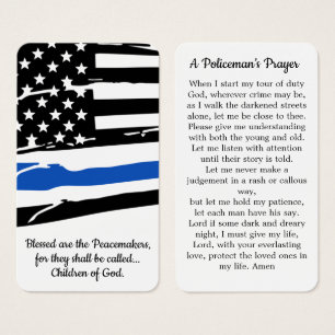 Polismannens Prayer Card Tillsatta lagar Officer Visitkort