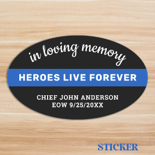 Polismemorandum i Loving Memory Thin Blue Line Ovalt Klistermärke