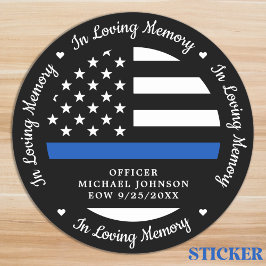 Polismemorandum i Loving Memory Thin Blue Line Runt Klistermärke