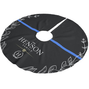 Polismonogram  Tunn blå linje jul Julgransmatta Borstad Polyester