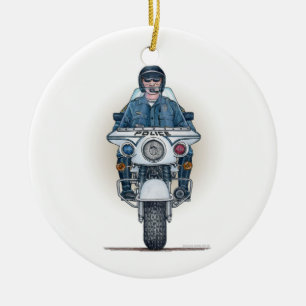 Polismotorcykelprydnad Julgransprydnad Keramik