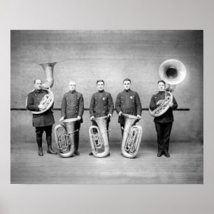 PolismusikbandTuba Spelare, 1915. Vintagefoto Poster