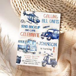 Polispojke 1:a födelsedag Party Inbjudningar