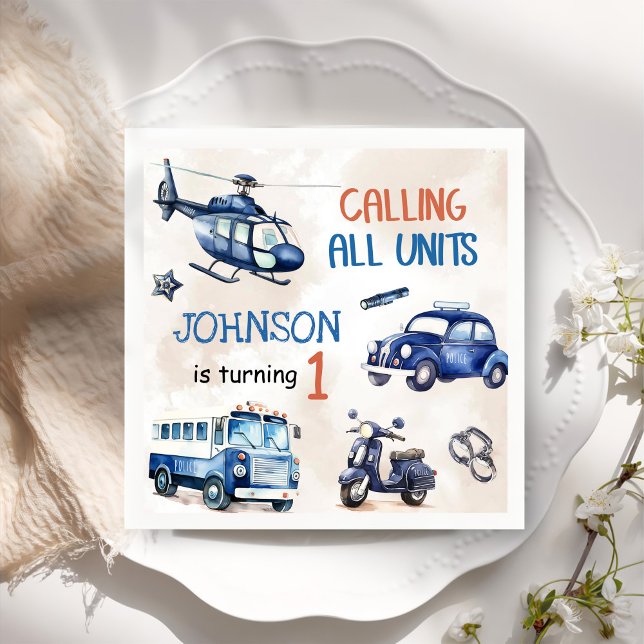 Polispojke 1:a födelsedag Party Pappersservett (Skapare uppladdad)