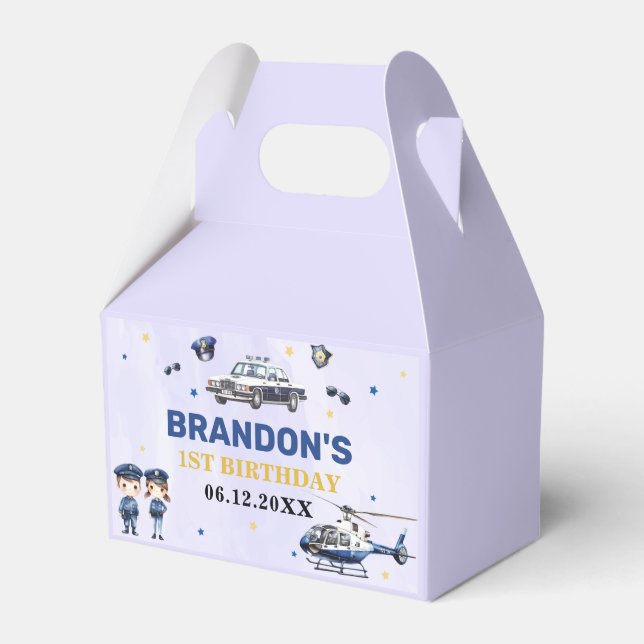 Polispojke 1:a födelsedag Party Presentaskar (Framsidan Sidan)