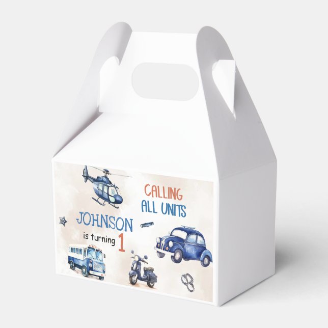 Polispojke 1:a födelsedag Party Presentaskar (Framsidan Sidan)