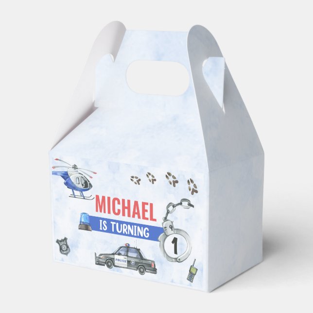 Polispojke 1:a födelsedag Party Presentaskar (Framsidan Sidan)