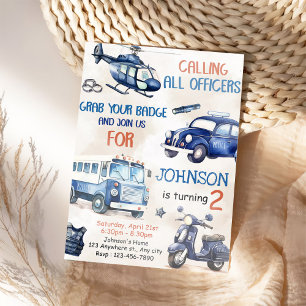 Polispojke 2:a födelsedag Party Inbjudningar
