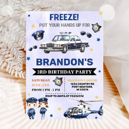 Polispojke 3:e födelsedag Party Inbjudningar