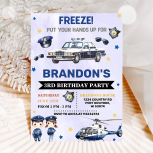 Polispojke 3:e födelsedag Party Inbjudningar