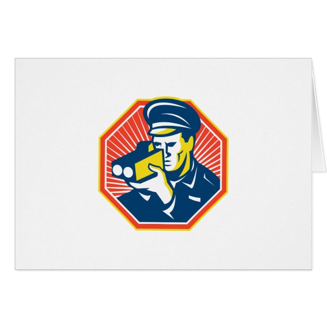 Polispolisen rusar kameraradar hälsningskort (Framsidan Horizontal)