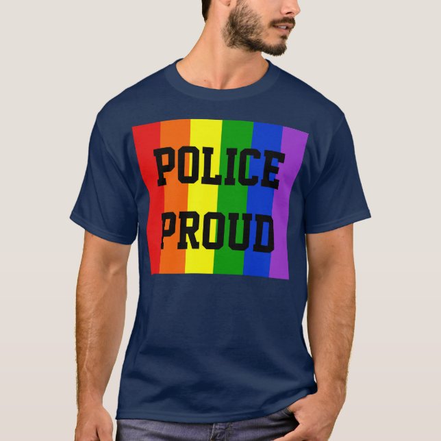 Polisproud Gay Rainbow Mörk T-Shirt (Framsida)