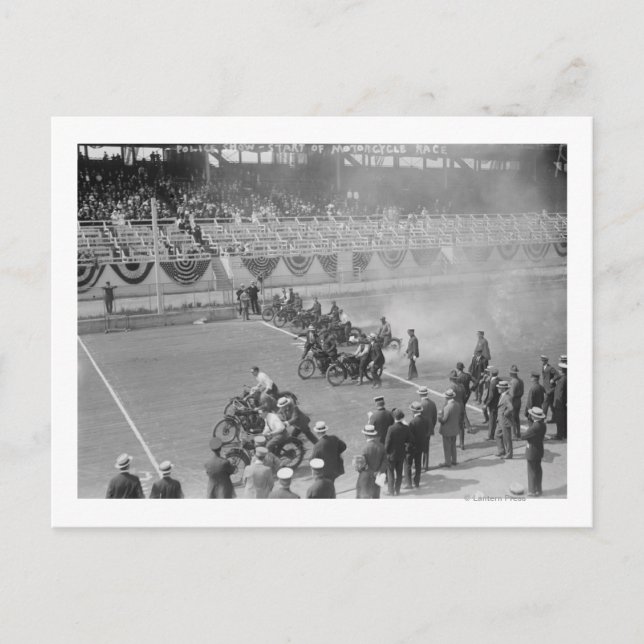 Polisshow - motorcykel Tävling - start Vykort (Framsida)