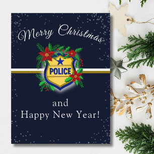 Polissköld God Jul & Gott Nytt År Vykort