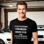 Polissoldat i mugg t shirt<br><div class="desc">Ett skott är ett polisfoto som tagits av någon som har arresterats. Höjdskylt över roligtens bakgrundsundersökning vid personlig mugg: Tecken på polisskylt för lustiga partyholics.Redigera text,  namn,  slogan och datum.</div>