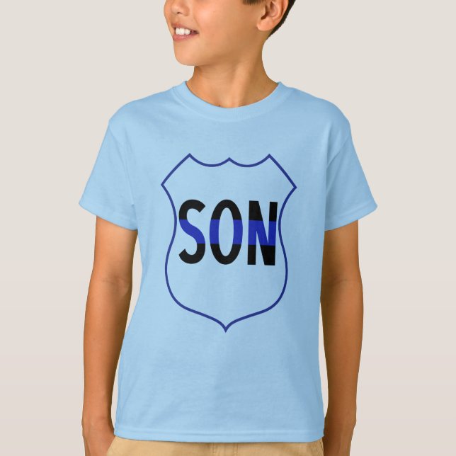 Polisson Shield Thin Blue Line Boy's T-shirts (Framsida)