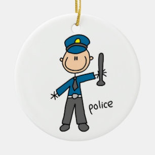 Polisstick figur julgransprydnad keramik