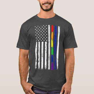 Polisstöd för hbt Gay pride Thin Blue Line T Shirt