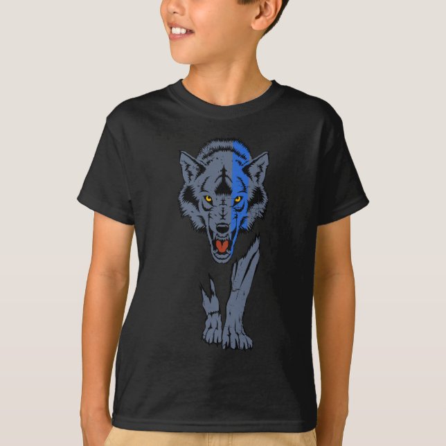 Polistiniska blå Vargen Tillsatta lagar Sheepdo T Shirt (Framsida)