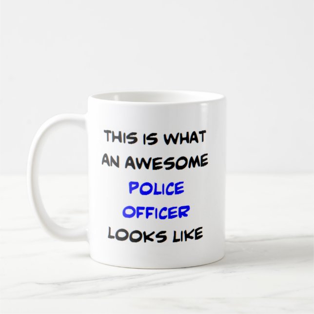 polistjänsteman i fantastisk kaffemugg (Vänster)