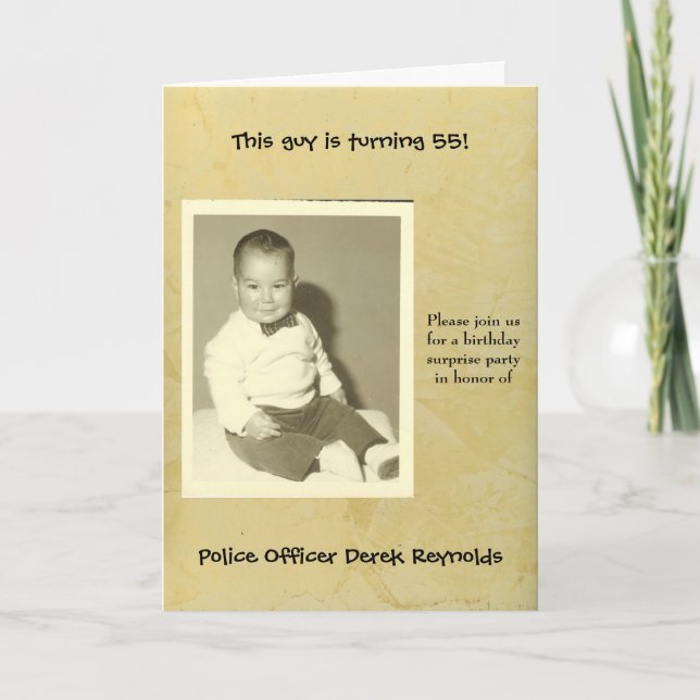 Polistjänsteman i Födelsedagsfest inbjudan (Framsida)