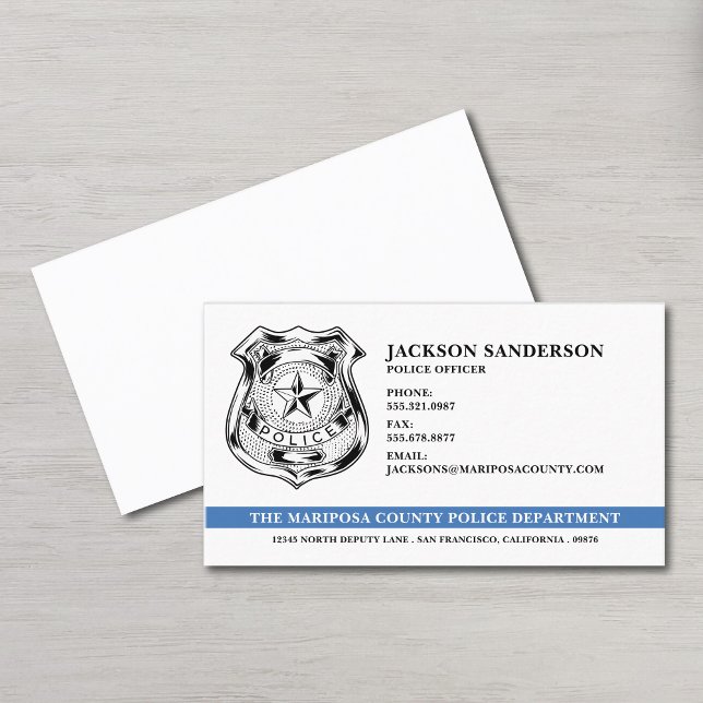 Polistjänstemän i Tillsatta lagar Logotyp Visitkort (Police Officer Department Law Enforcement Logo Business Card)
