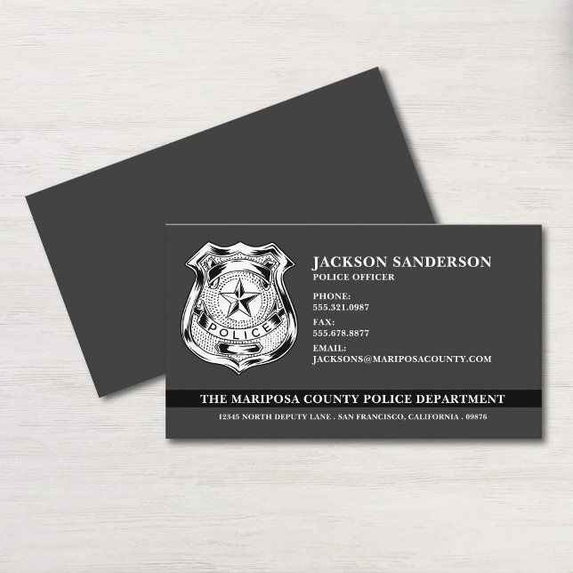 Polistjänstemän i Tillsatta lagar Logotyp Visitkort (Police Officer Department Law Enforcement Logo Business Card)