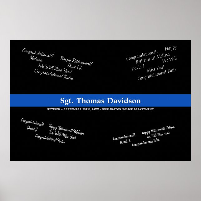 Polistjänsteman Pension Thin Blue Line Guest Book Poster (Framsidan)
