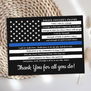 Polistjänstemän Prayer Thin Blue Line Tack Vykort