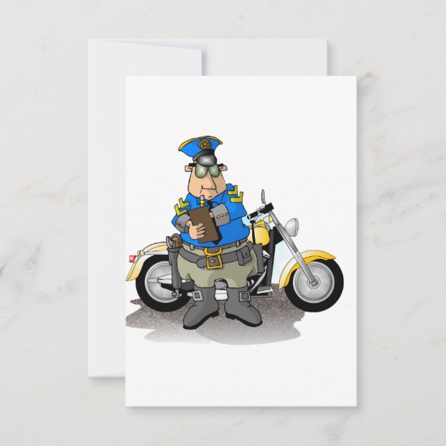 Polistjänsteman som skriver en inbjudan till Bilje (Framsida)