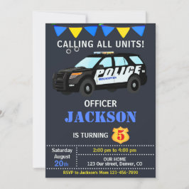 Polistjänstemannens födelsedag: Polisbil Inbjudningar