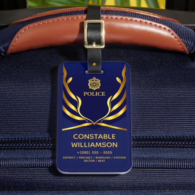 Polistjänstemannens resor med blått flagga bagagebricka (Framsida Insitu 2)