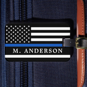 Polistjänstemans Personlig Thin Blue Line Bagagebricka