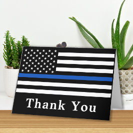 Polistjänstemans Personlig Thin Blue Line Flagga Tack Kort