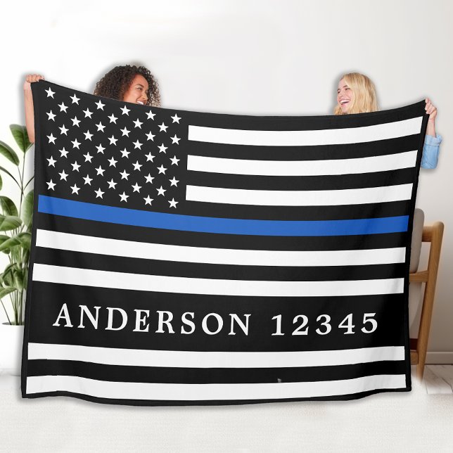 Polistjänstemans Personlig Thin Blue Line Fleecefilt (Skapare uppladdad)