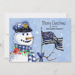 Polistrött blå linje Flagga God jul Snögubbe Julkort