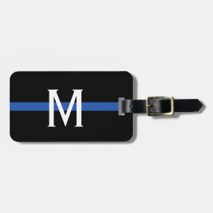 Polistrött blått radmonogram bagagebricka